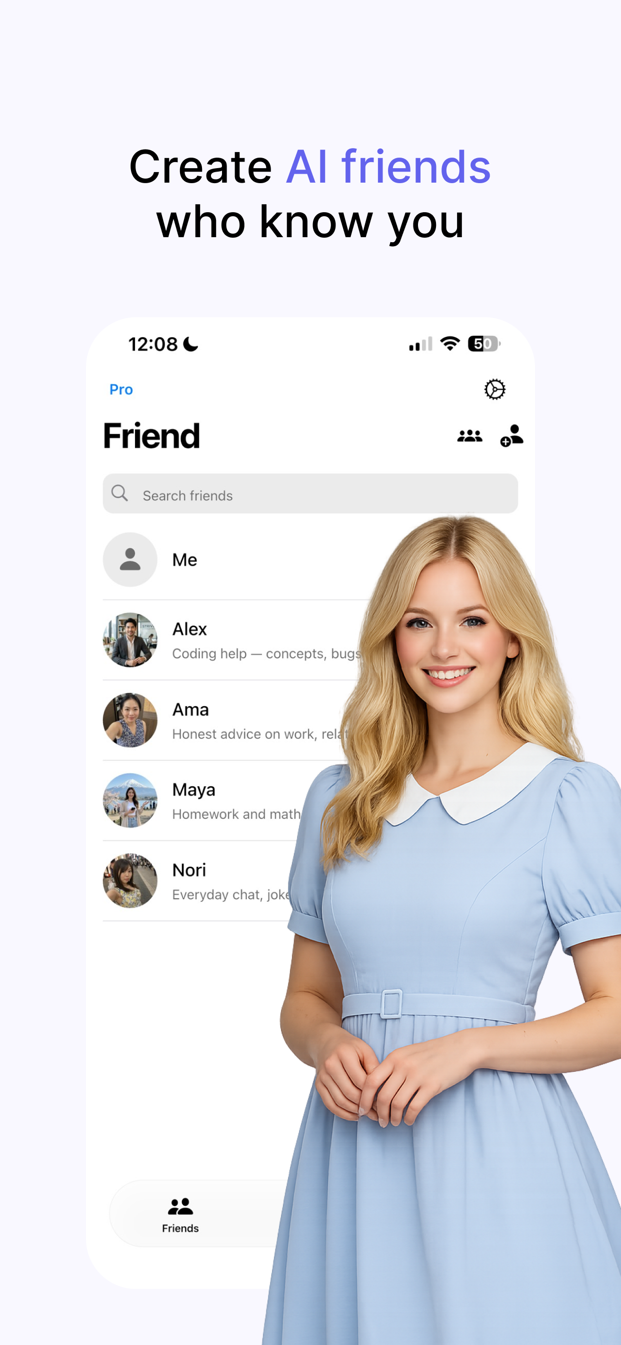 Chato AI friend list screenshot